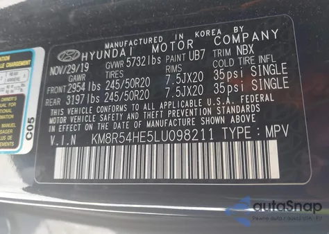 2020 Hyundai Palisade Limited из США, поврежденный, VIN KM8R54HE5LU098211